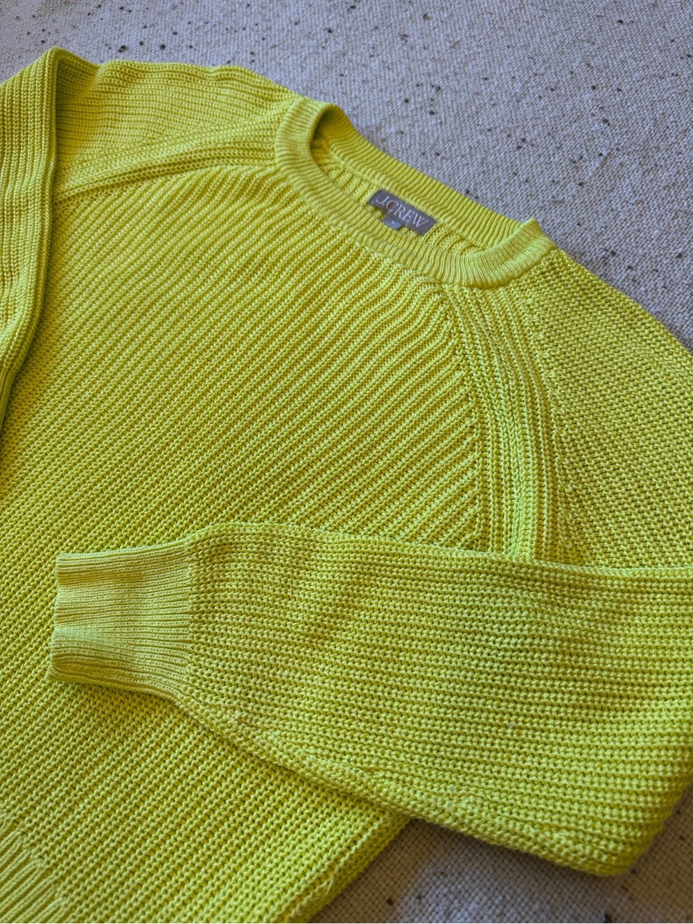 J.Crew Women’s M Cotton Fisherman Sweater Neon Lime Chartreuse BN190 Crewneck